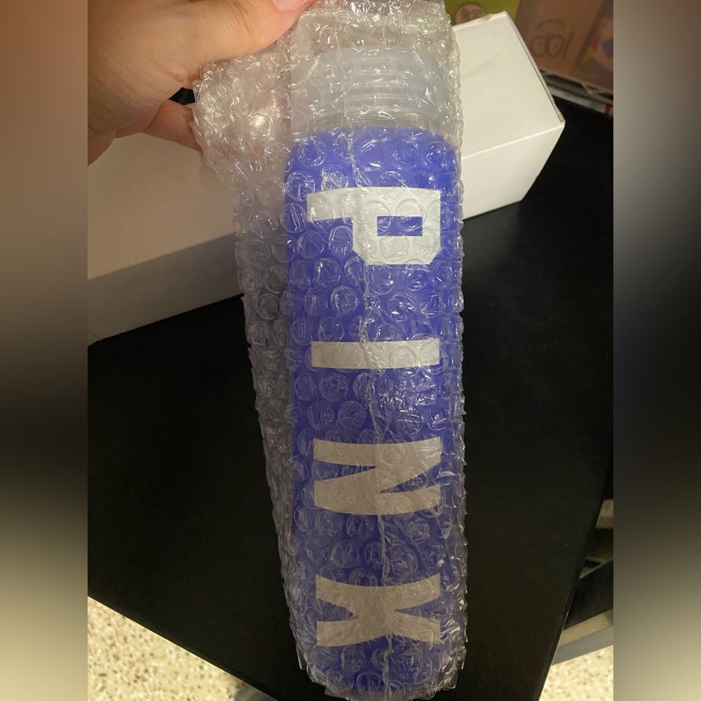Victoria's Secret Pink Glass Water Bottle Blue - Picture 3 of 9